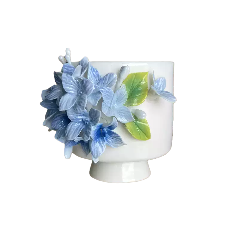 Handcrafted Blue Hydrangea 3D Floral Ceramic Mug