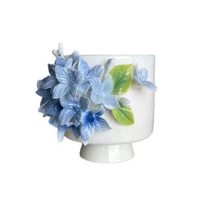 Handcrafted Blue Hydrangea 3D Floral Ceramic Mug