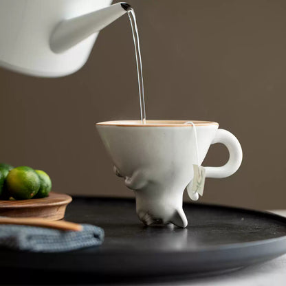 Upside-Down Cat Ceramic Mug