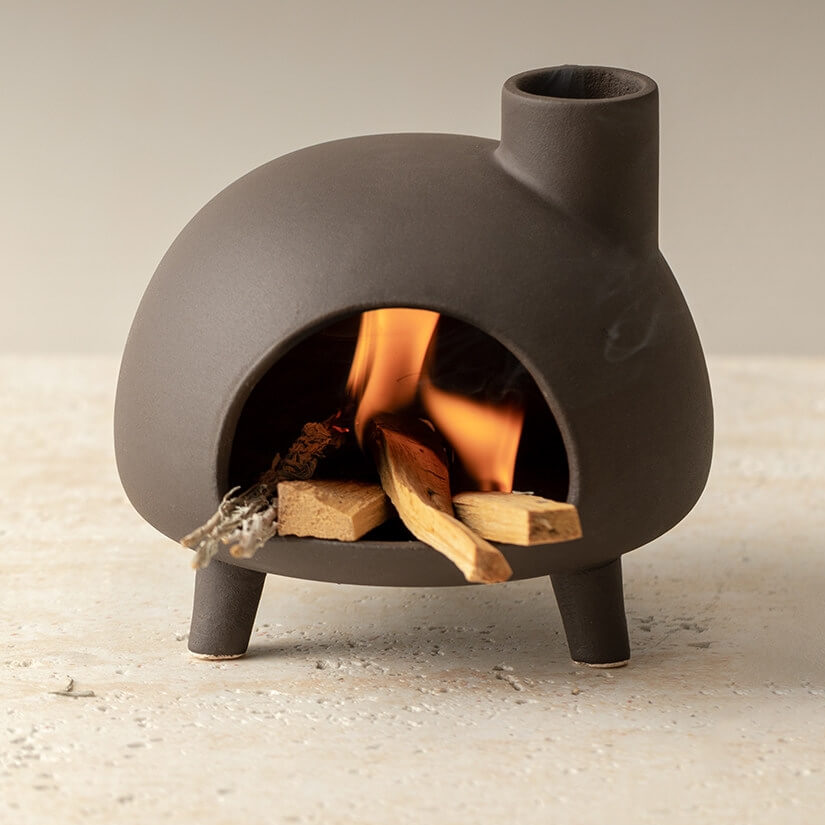 Handmade Ceramic Incense Burner – Mini Fireplace Aromatherapy Pot