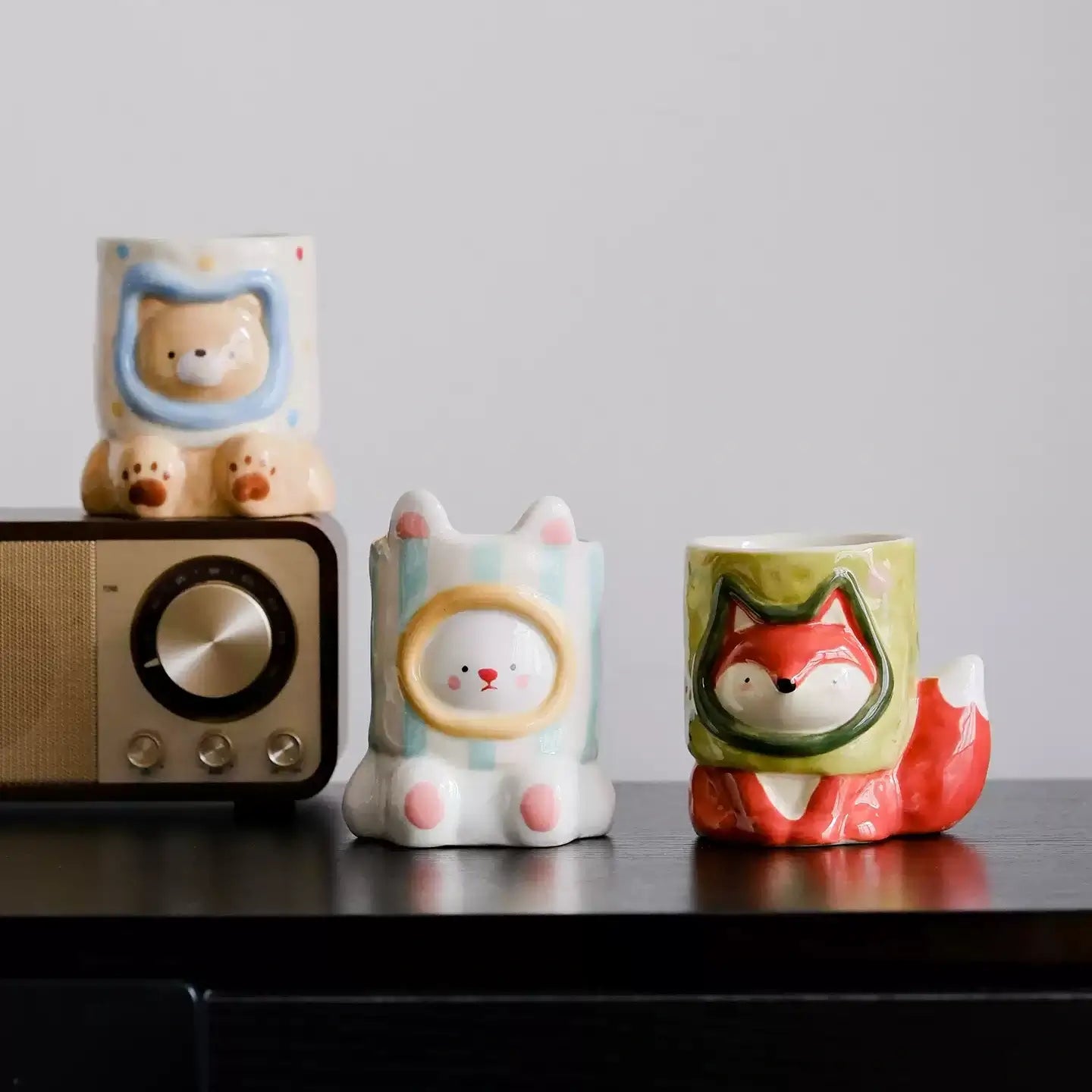 Cute Animal Hoodie Ceramic Mug Set