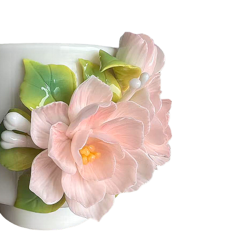 Handcrafted Jasmine 3D Floral Ceramic Mug