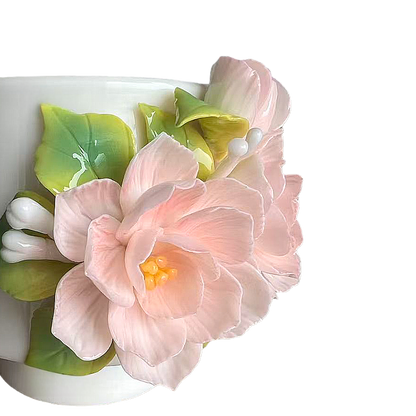 Handcrafted Jasmine 3D Floral Ceramic Mug