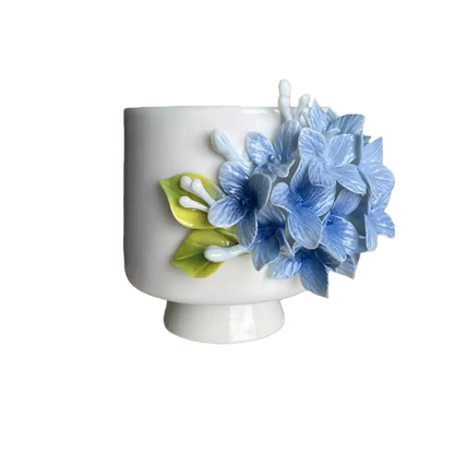 Handcrafted Blue Hydrangea 3D Floral Ceramic Mug