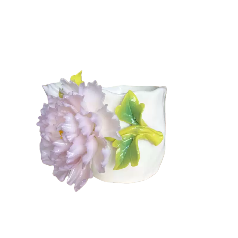 Handcrafted Peony 3D Floral Ceramic Mug