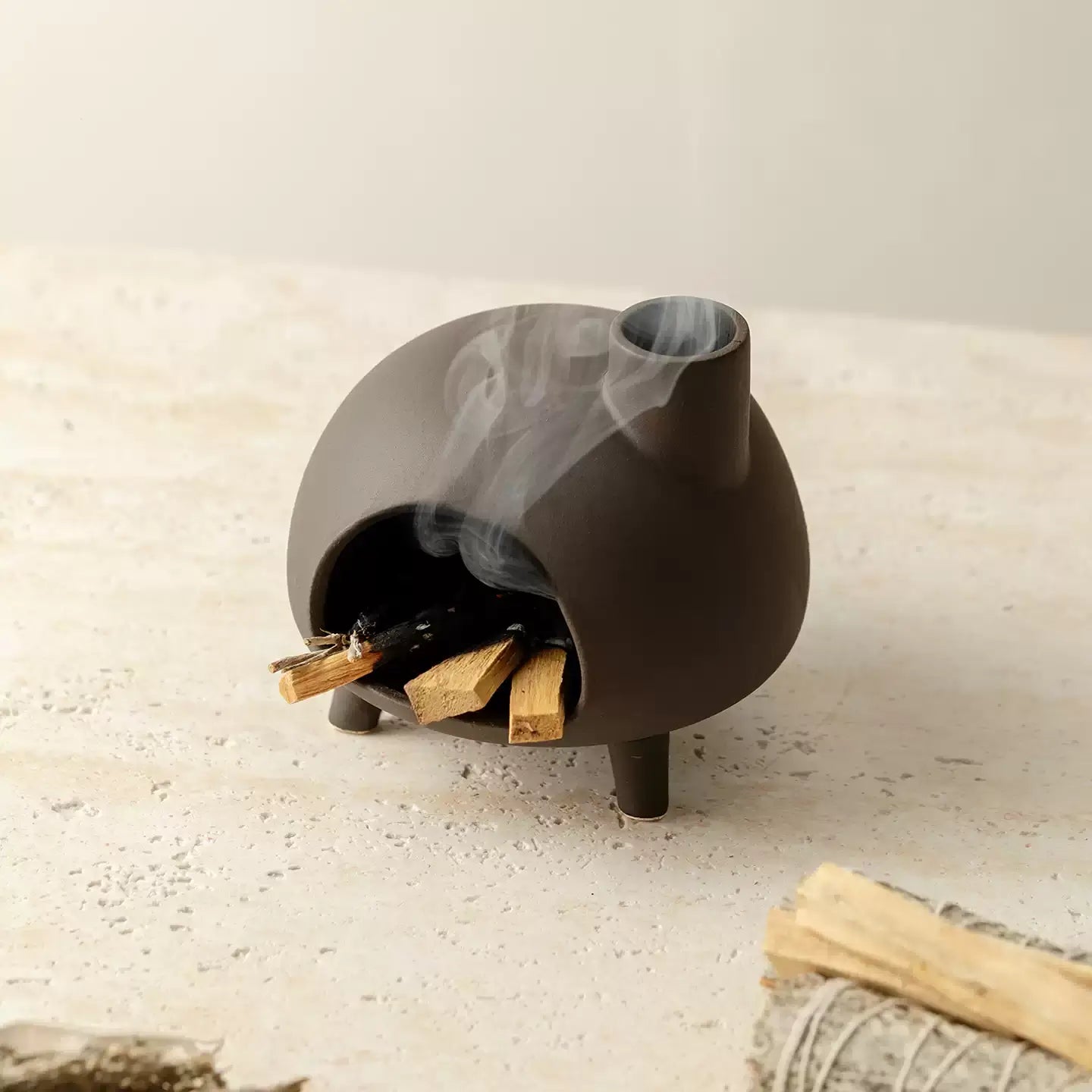 Handmade Ceramic Incense Burner – Mini Fireplace Aromatherapy Pot