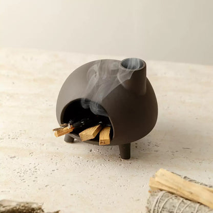 Handmade Ceramic Incense Burner – Mini Fireplace Aromatherapy Pot