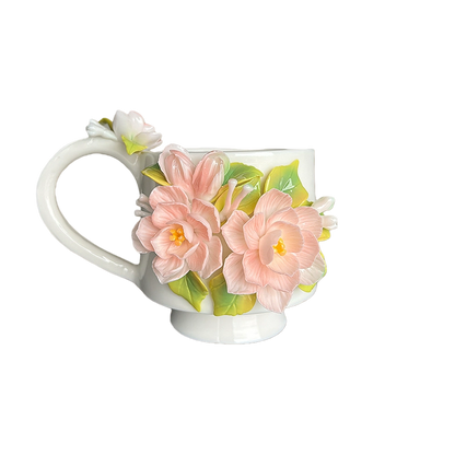 Handcrafted Jasmine 3D Floral Ceramic Mug