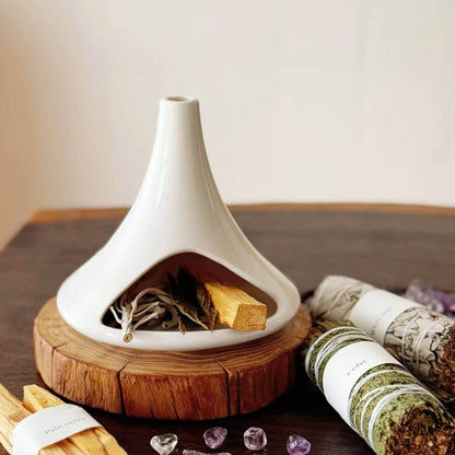 Handmade Glazed Ceramic Incense Burner – Modern Fireplace Design