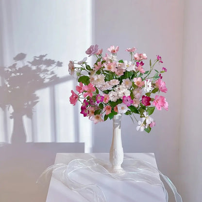 Slim Embossed Ceramic Vase – Ivory Bud Vase for Delicate Floral Arrangements
