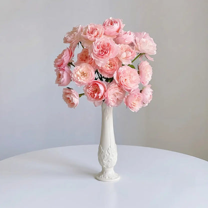Slim Embossed Ceramic Vase – Ivory Bud Vase for Delicate Floral Arrangements