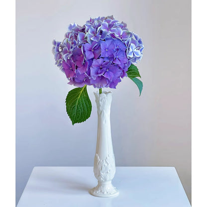 Slim Embossed Ceramic Vase – Ivory Bud Vase for Delicate Floral Arrangements