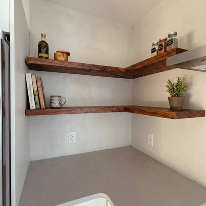 Solid Wood L-Shaped Corner Floating Shelf
