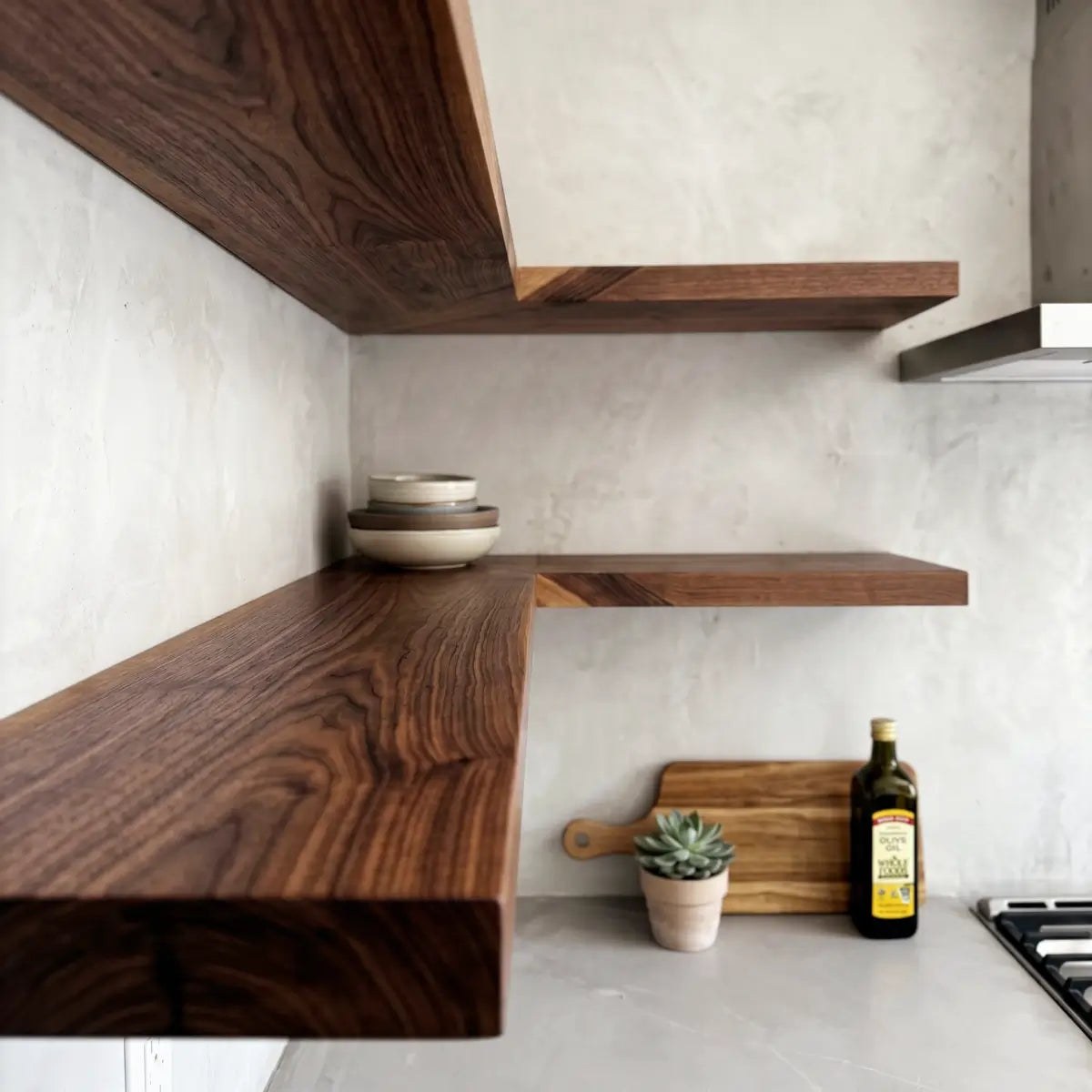 Solid Wood L-Shaped Corner Floating Shelf