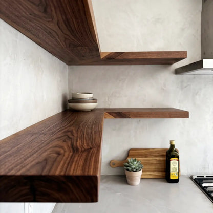 Solid Wood L-Shaped Corner Floating Shelf