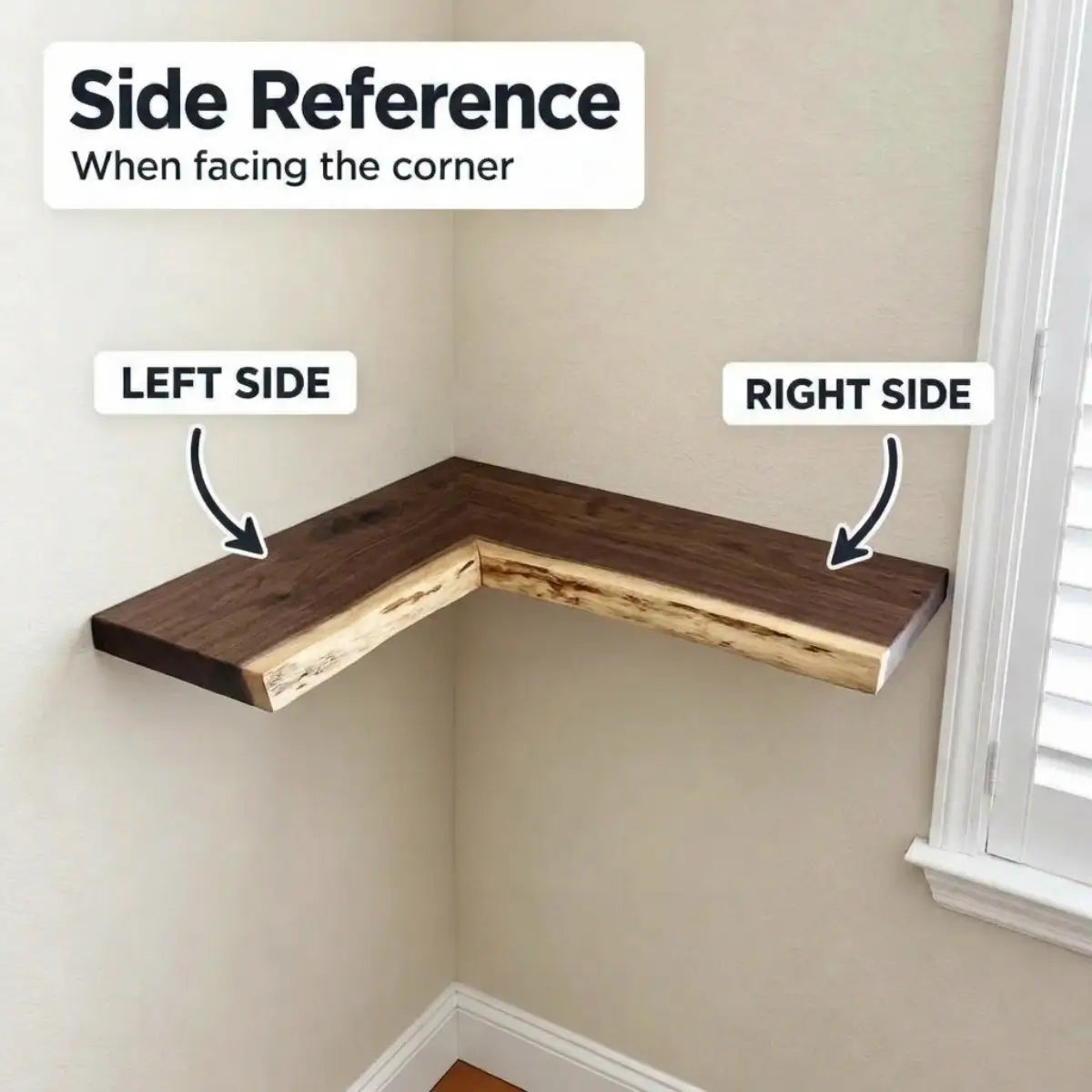 Solid Wood L-Shaped Corner Floating Shelf