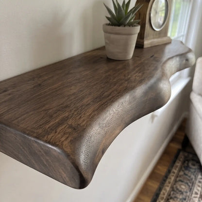 Solid Wood Live Edge Floating Shelf – 1.2", 1.5" & 2" Thick Options