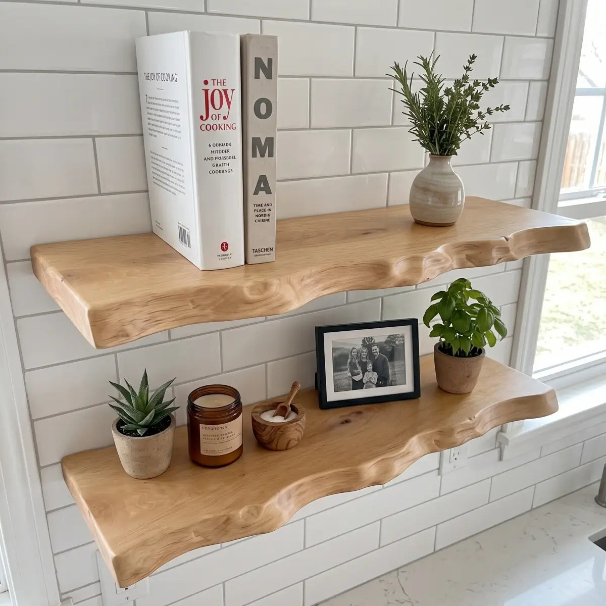Solid Wood Organic Edge Floating Shelf