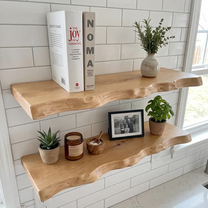 Solid Wood Organic Edge Floating Shelf