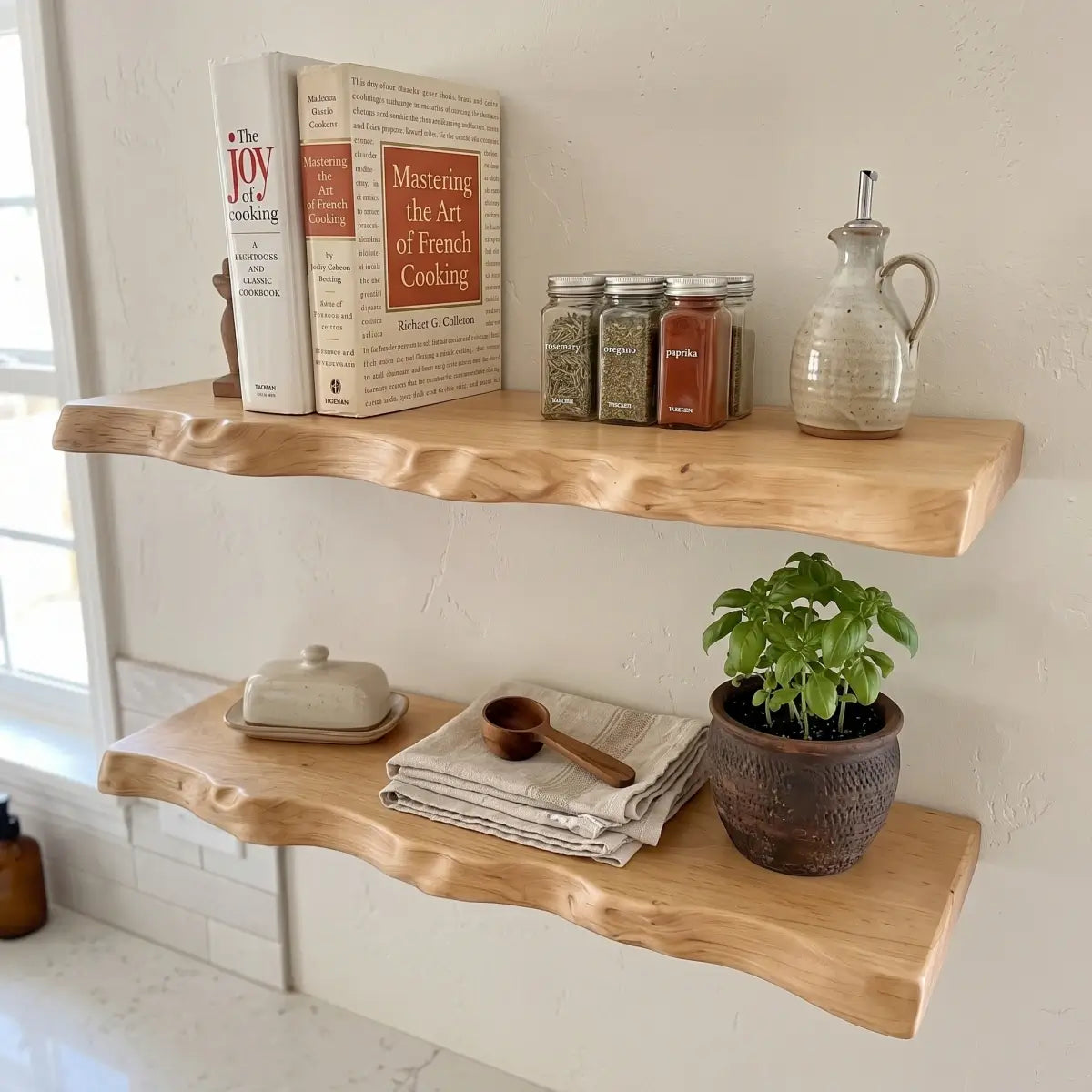 Solid Wood Organic Edge Floating Shelf