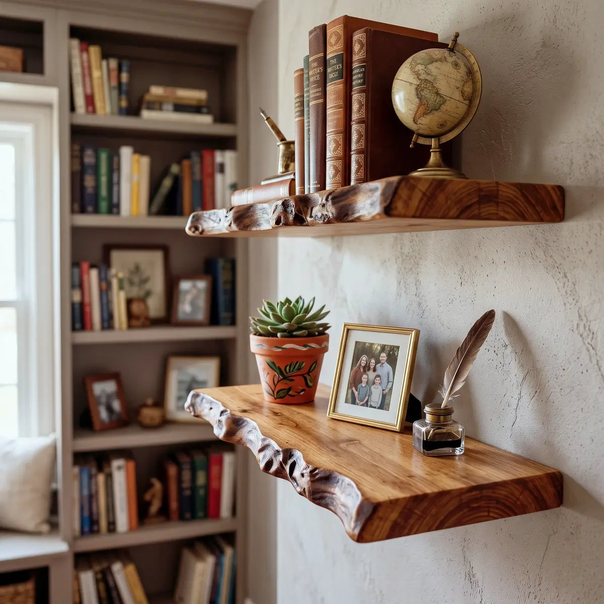 Solid Wood Organic Edge Floating Shelf