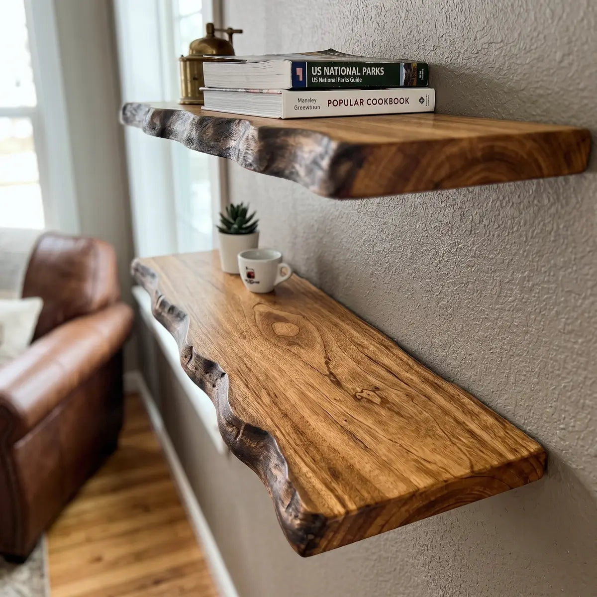 Solid Wood Organic Edge Floating Shelf