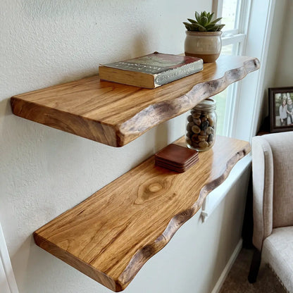 Solid Wood Organic Edge Floating Shelf