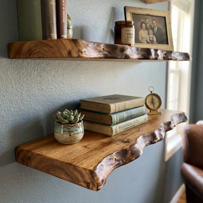 Solid Wood Organic Edge Floating Shelf