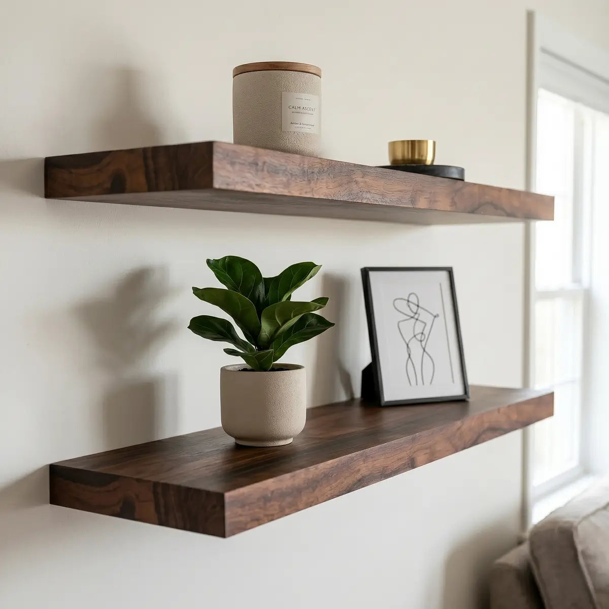 Solid Wood Floating Shelf - 1.2" Thick Wall Shelf