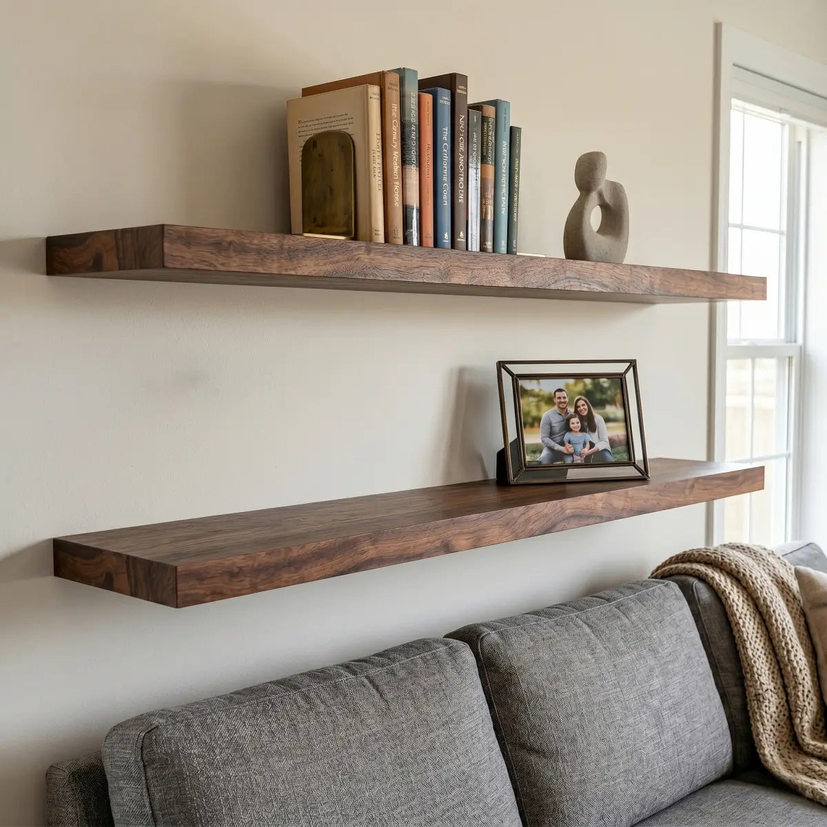 Solid Wood Floating Shelf - 1.2" Thick Wall Shelf