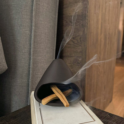 Handmade Ceramic Incense Burner – Minimal Mountain Fireplace Design