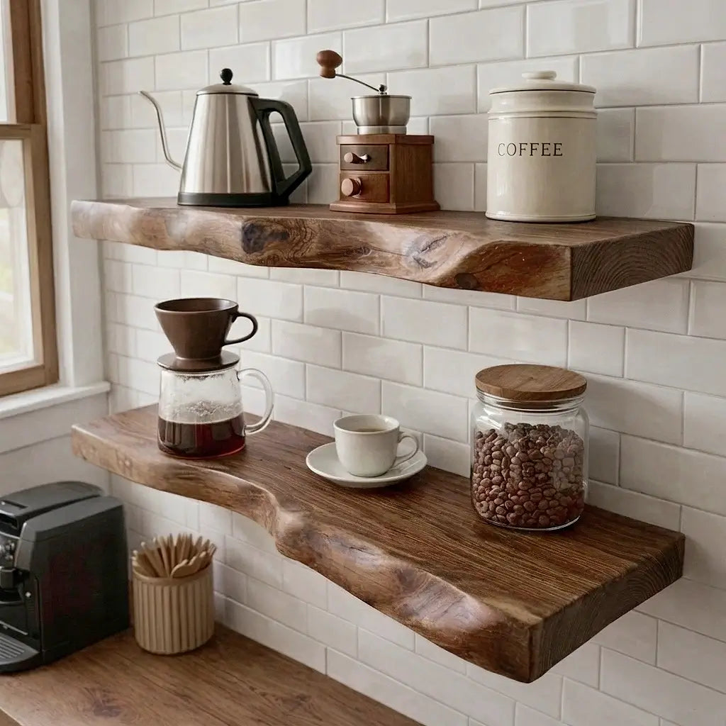 Solid Wood Live Edge Floating Shelf
