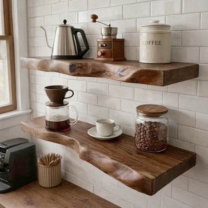 Solid Wood Live Edge Floating Shelf