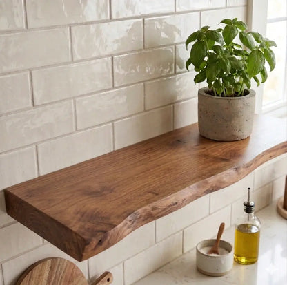 Solid Wood Live Edge Floating Shelf