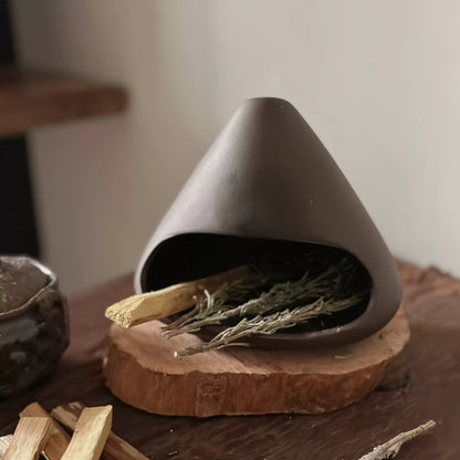 Handmade Ceramic Incense Burner – Minimal Mountain Fireplace Design
