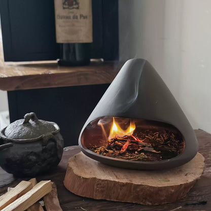 Handmade Ceramic Incense Burner – Minimal Mountain Fireplace Design