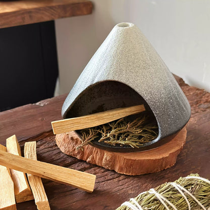 Handmade Gradient Ceramic Incense Burner – Mountain Fireplace Design