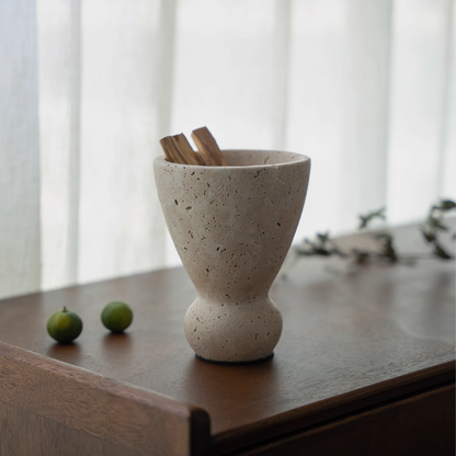Natural Travertine Stone Incense Burner Set