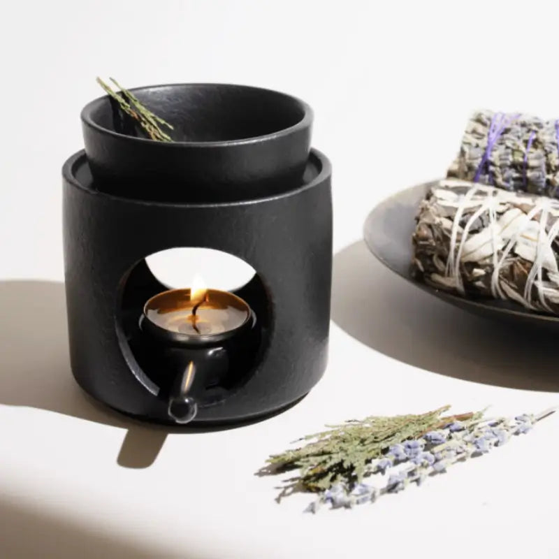 Matte Black Ceramic Incense Burner