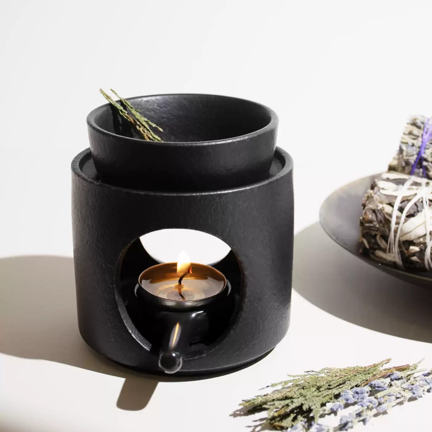 Matte Black Ceramic Incense Burner