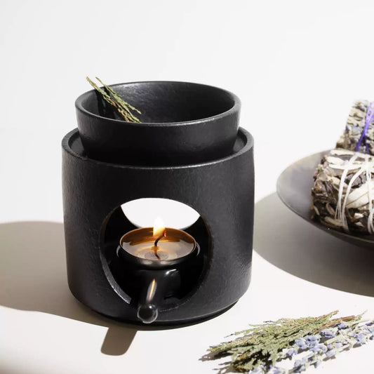 Matte Black Ceramic Incense Burner