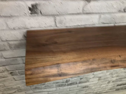 Solid Wood Live Edge Floating Shelf with Hidden Bracket