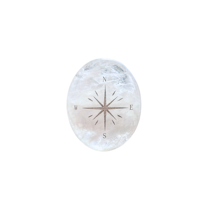 Clear Quartz Palm Stone - Compass Star