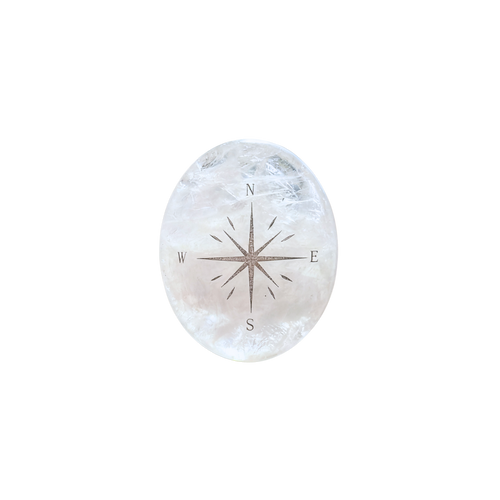 Clear Quartz Palm Stone - Compass Star