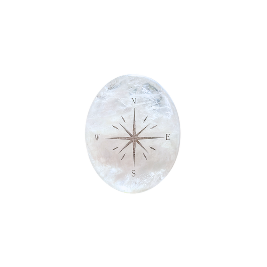 Clear Quartz Palm Stone - Compass Star