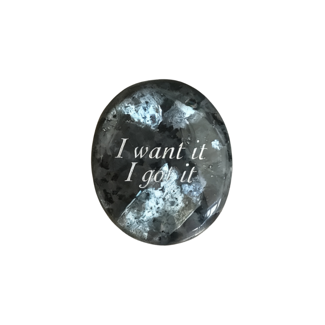 Black Sunstone Palm Stone - “I Want It, I Got It”