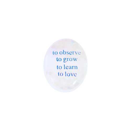 Clear Quartz Palm Stone - “To Observe, To Grow, To Learn, To Love”