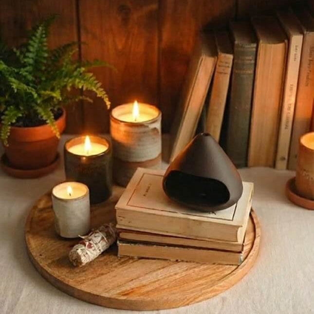 Handmade Ceramic Incense Burner – Minimal Mountain Fireplace Design