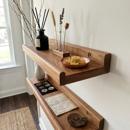 Solid Cherry Wood Picture Ledge Shelf with Front Lip