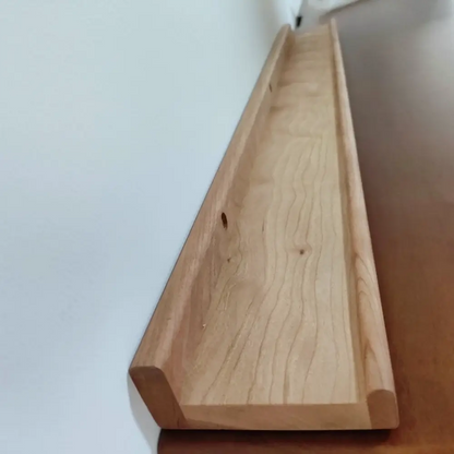 Solid Cherry Wood Picture Ledge Shelf with Front Lip